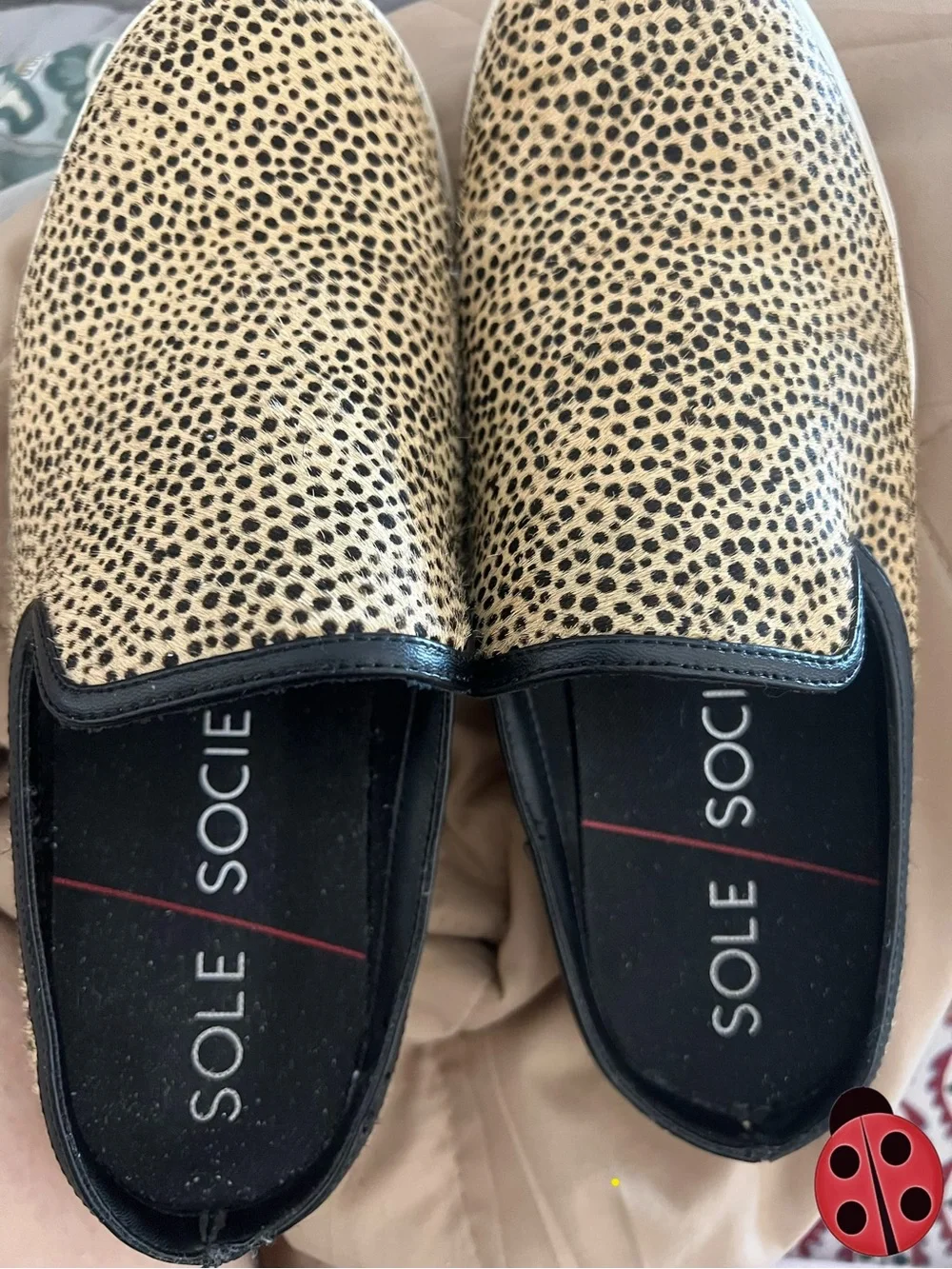 Sole Society Leopard Print Slip-On Sneakers - Tan/Black Textured -8.5